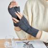 Women's 100% Mink Cashmere Fingerless Gloves Winter Warm Solid Half Mitten Korean Style Fashionable Cashmere Wristband