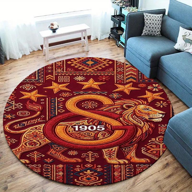 Galatasaray S Round Area Rug,Carpet Rug for Living Room Bedroom Sofa Playroom Decor,Non-slip Floor Mat
