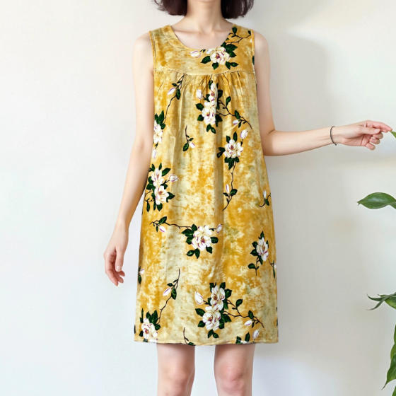 Summer Middle-Aged and Elderly Cotton Silk Nightgowns Pajamas Women's Dresses Large Size Mother's Casual Nightgowns Homewear