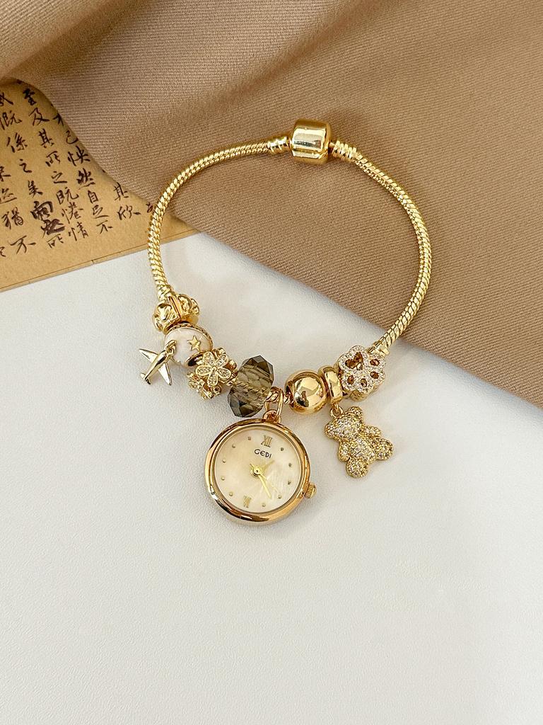 Light Luxury Goods Women Watch Pendant Round Dial Quartz Wristwatch Delicate Bracelet Watches Waterproof Luxury Ladies Gift