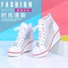 Wedge Heel 8cm Height Increasing Net Shoes Thick Bottom Sandals Women Casual Lace Up High Top Hollow Shoes