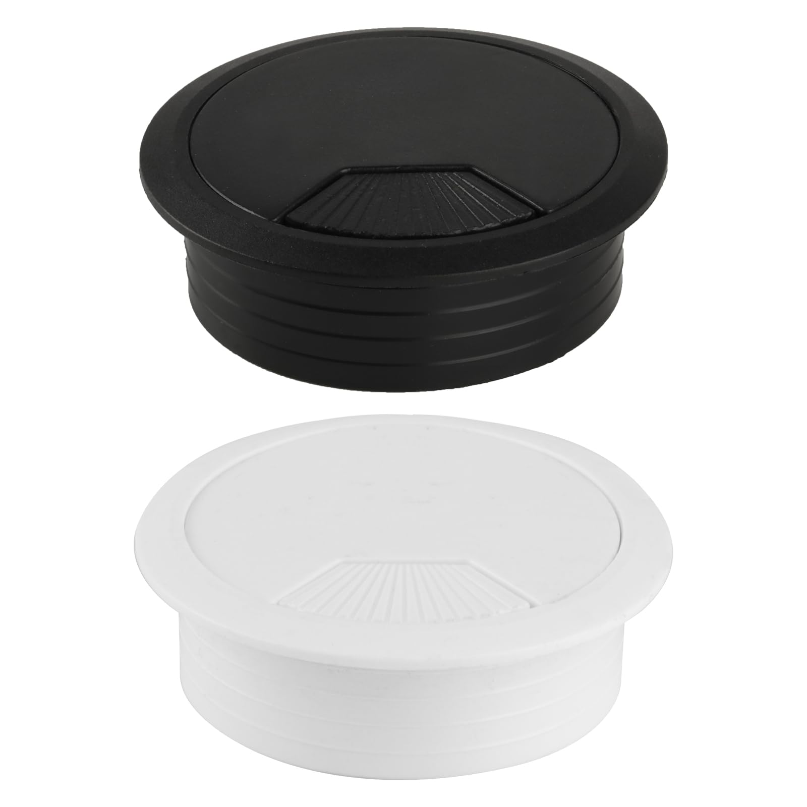 

2-Pack 60mm White/Black Cable Grommets - Plastic Desk Cable Pass for Office/Worktops