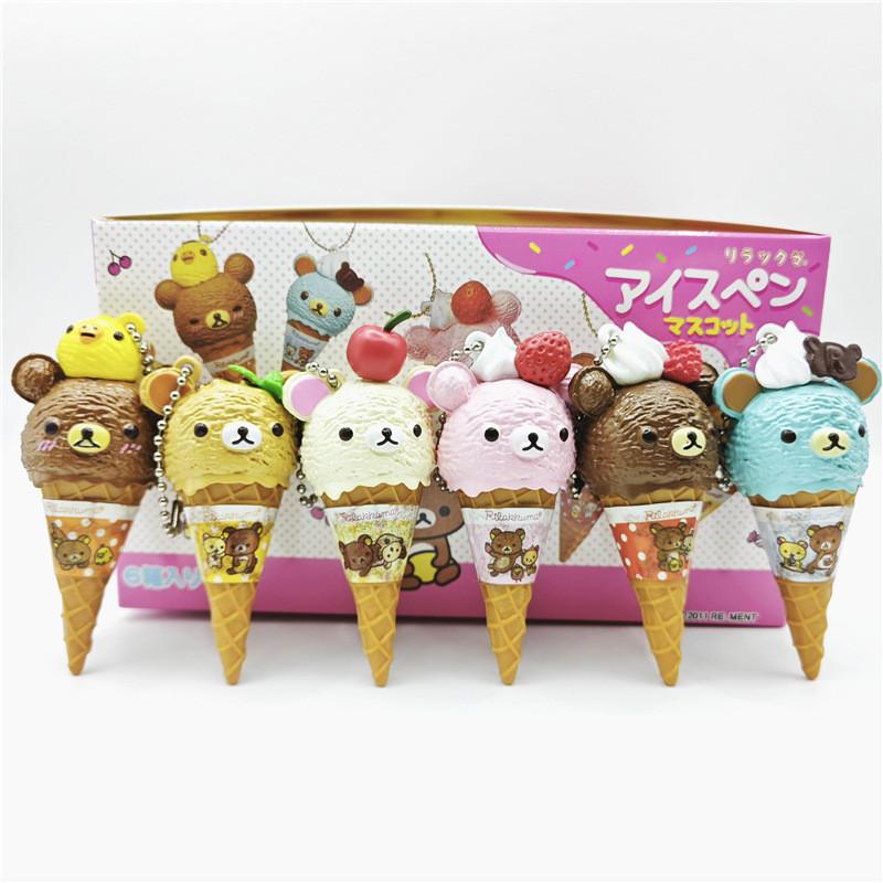 Rilakkuma Cream Ice Action Figure Model Pvc 6piece Set Decor Collectible Gift
