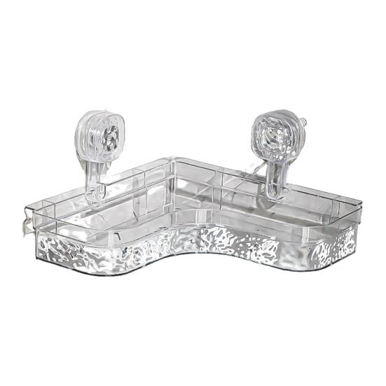 

No-Drill Clear Wall Caddy Storage Rack with Suction Cup Triangular Compartments Strong Load-bearing Easy to Install Bathroom Corner Storage Shelf чистый