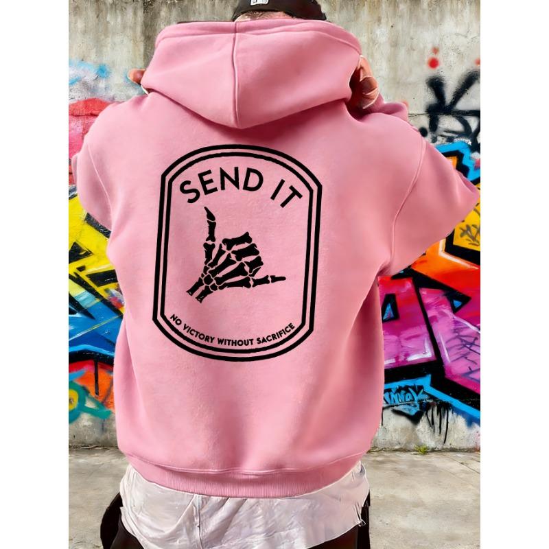 Men S New Trendy Hooded Sweatshirt, Casual Daily Drawstring Hooded Sweatshirt Print L
