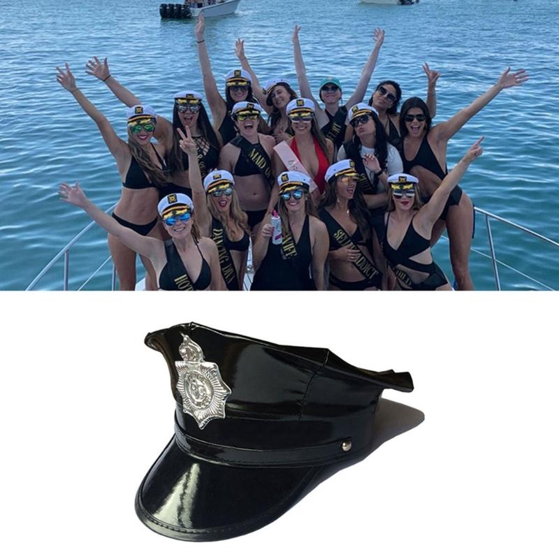 Chapeau de policier pour déguisement d'uniforme, chapeau de gavroche pour femme, accessoire de déguisement pour Halloween.