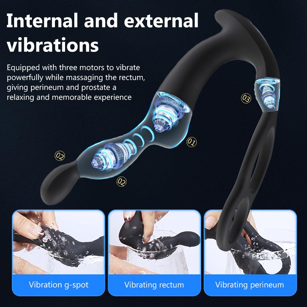 Male Prostate Massage Remote Anal Vibrator 10 Speeds Delay Ejaculation Ring Testis Stimulate Anus Plug Butt Adult Sex Toys 18+