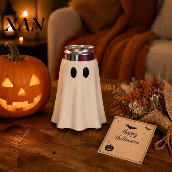 Flexible Drink Insulator Halloween Ghost Can Holder, Spooky Figurine Reusable Holder Cooler Sleeve, for Party Slim Standard And Tall Cans Insulated