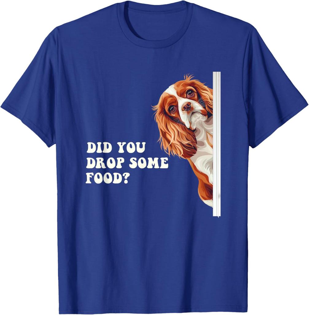 Cavalier King Charles Spaniel Peeking Funny Dog Lover Graphic T-Shirt Casual Cotton Crewneck Tee