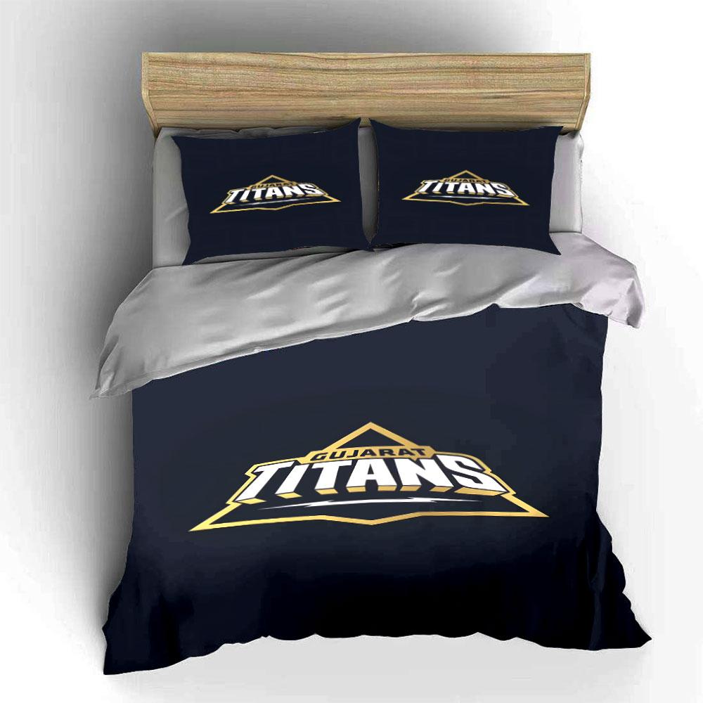Gujarat Titans Logo Design Bedding Set Print Bedding Set Duvet Cover Pillowcases (1* Duvet Cover 2* Pillowcases Do Not Include Comforter)