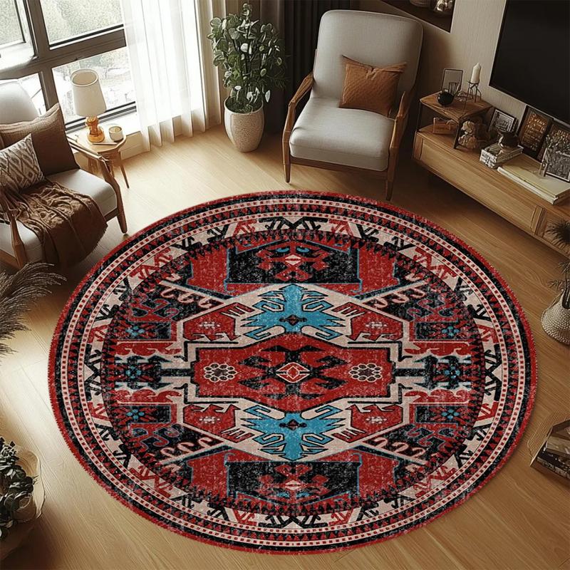 

Винтажный tribal-узор Круглый коврик Ковер Декор для дома Индийский стиль Цветной геометрический дизайн Напольный декор Гостиная 100cm