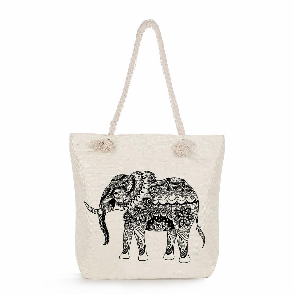 Geometric patterns print thick rope single-shoulder beach bag 7282 CLE