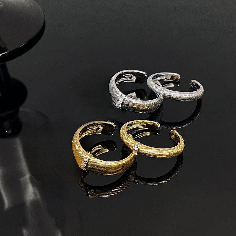 [Plain Gold Yayun] Retro Light Luxury High-End Open Ring Women'S Niche Wheat Ear Brushed Medieval Stacked Accessories