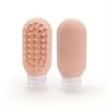 Refillable Silicone Squeeze Bottle Portable Travel Shampoo Lotion Dispenser with Built in Scalp Massager for Hair Care Storage