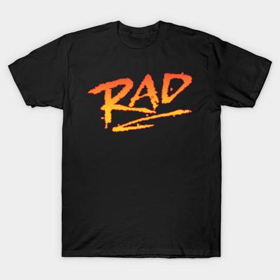Men Black Print T-shirt Rad Bmx No-Cut Heat Transfer Print Cotton Tshirt