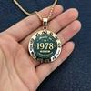 New Retro 1978 Year Commemorative Men's Round Plate Birthday Commemorative Clavicle Chain Necklace Pendant