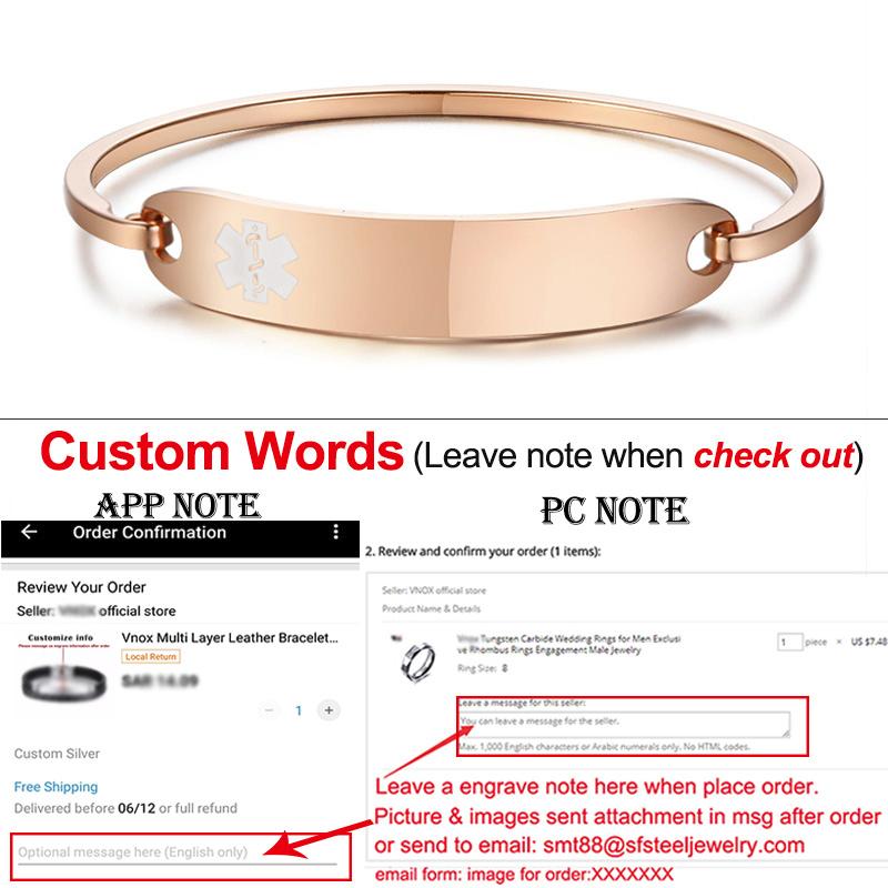 When I'm Dead Just Throw Me in The Trash Medical Alert ID Bracelets for Women Stainless Steel Elegant Personalize Cuff Bangle