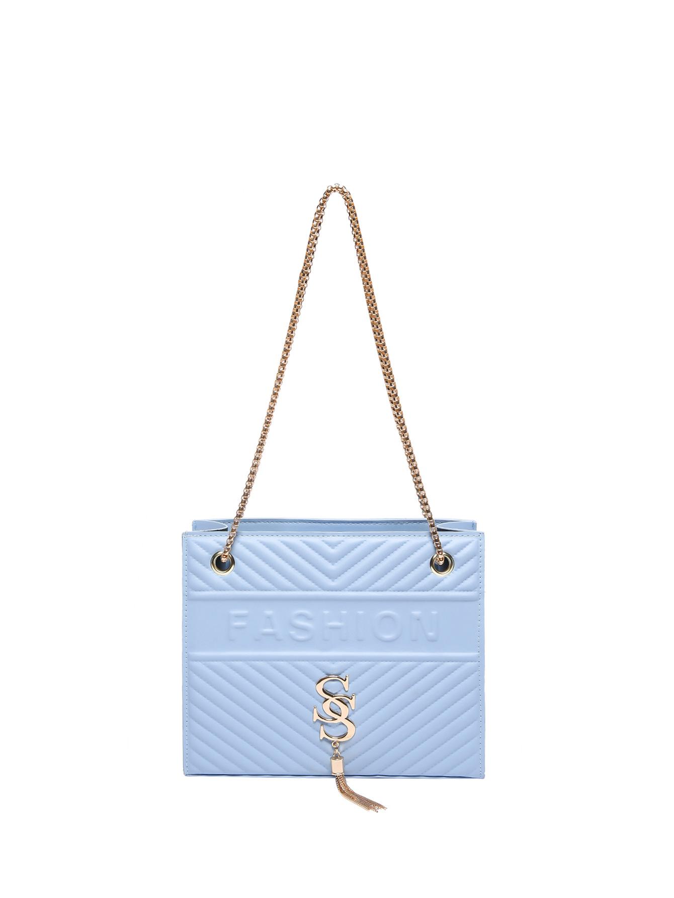 

Large-capacity casual personalized commuter fashion women s bag 2024 summer new temperament chain single shoulder oblique span small square bag синій