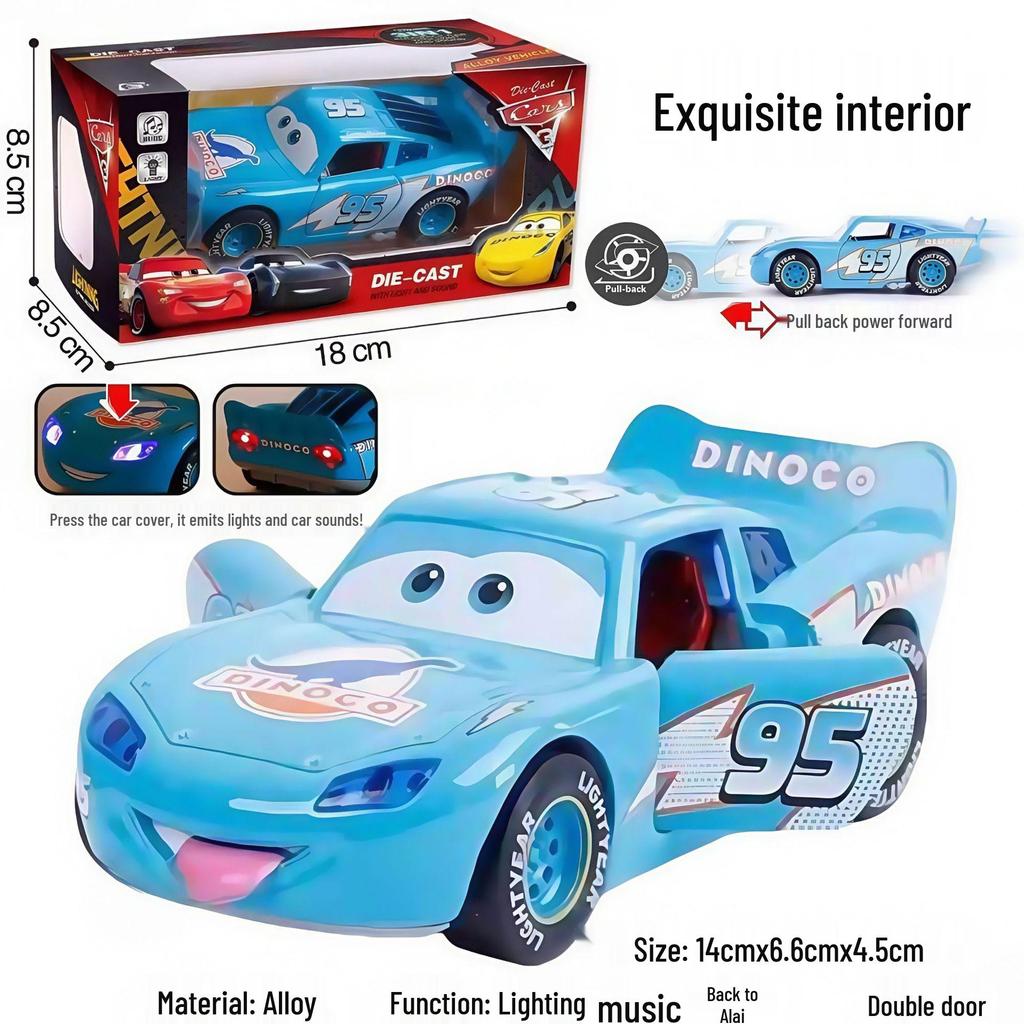 3D Lights & Music Lightning McQueen Pull-Back Alloy Toy Car - Third Generation