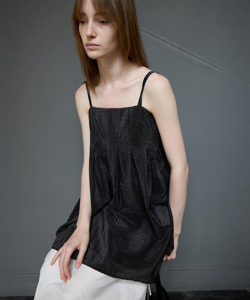 Leuba Double Strap Pleats Blouse - Black