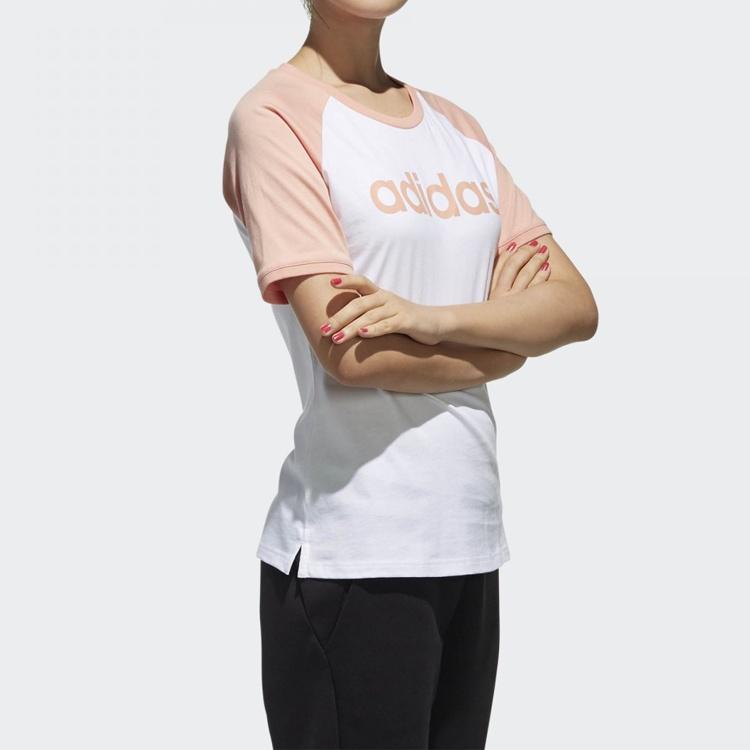 (WMNS) adidas neo Colorblock logo Printing Short Sleeve White Pink Women's DW7949
