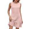 Women's Summer Solid Color Crew Neck Back Lace-up Sleeveless Vest Dress