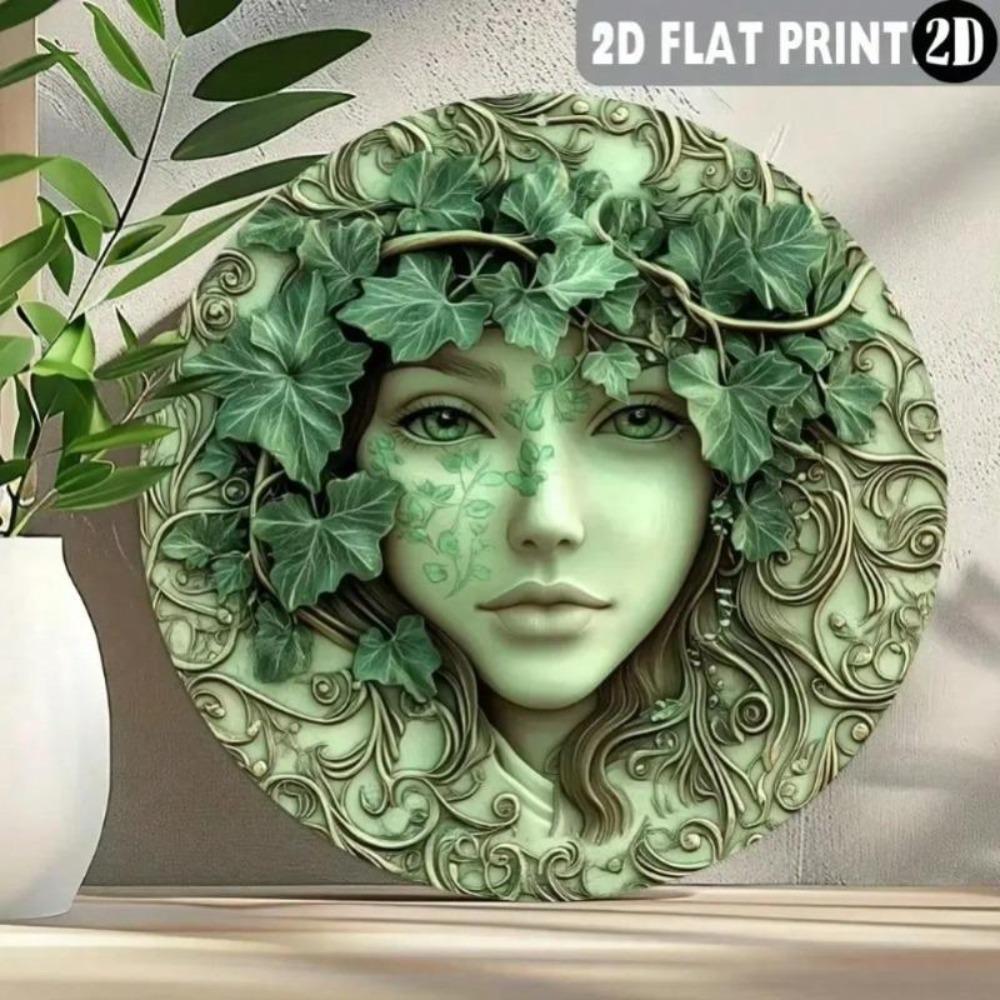 TreeWomanCraft Metal Wall Art Wreath Hand Painted 2D Sign Home Decor
