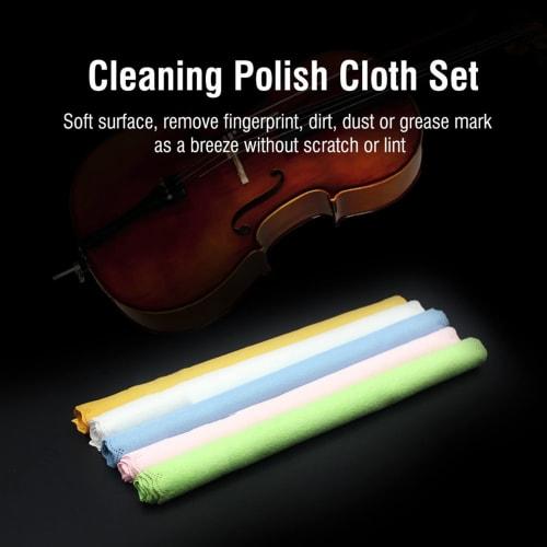 5-Pack of String Instrument Cloths, Absorbent, Double-Sided, for Guitar, Cello, Violin, Bass, Saxophone, and Polishing