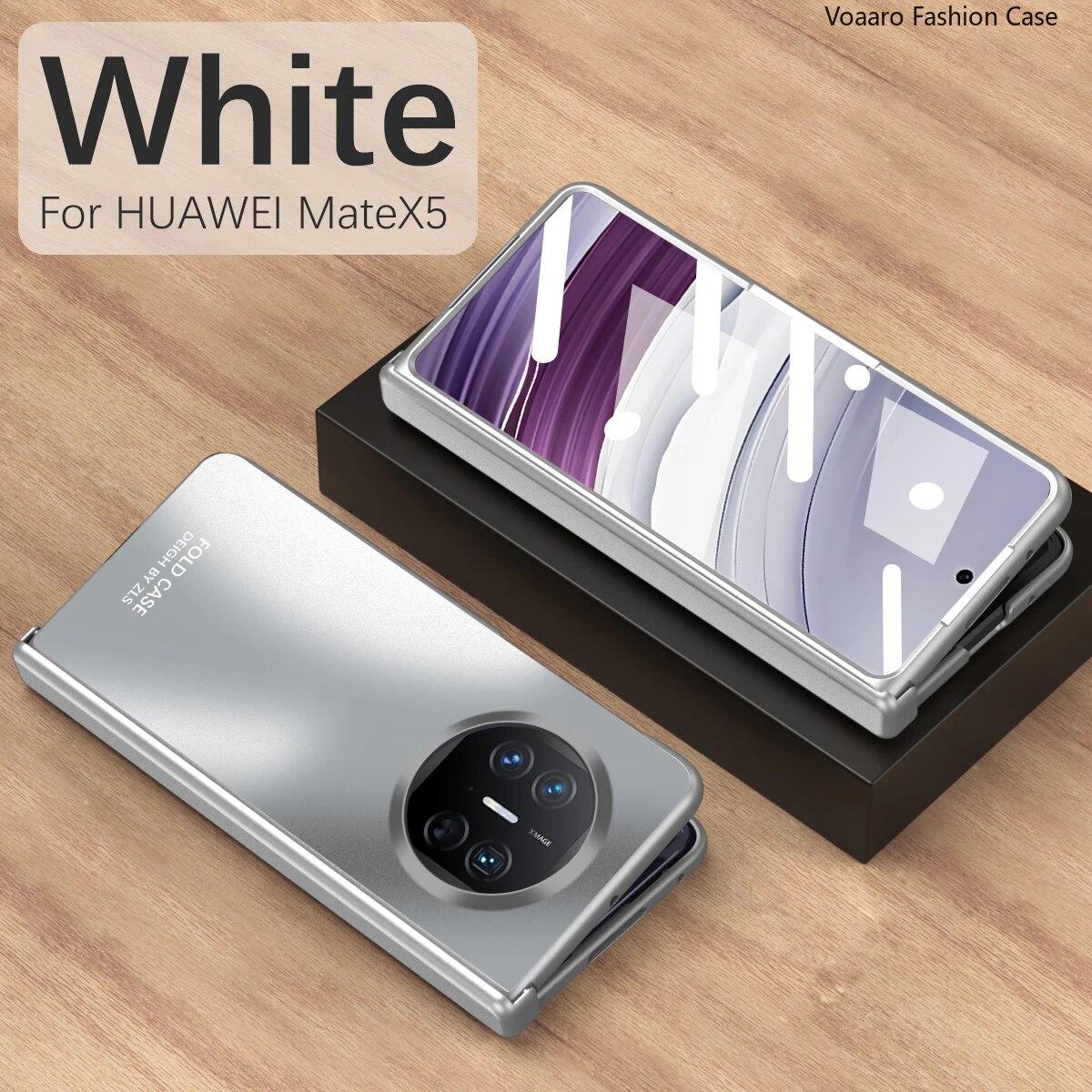 

Роскошный чехол со стеклянной пленкой на переднем экране для Huawei Mate X5, чехол для Huawei Mate X5, шарнирный чехол, противоударный защитный чехол For Huawei Mate X5 белый