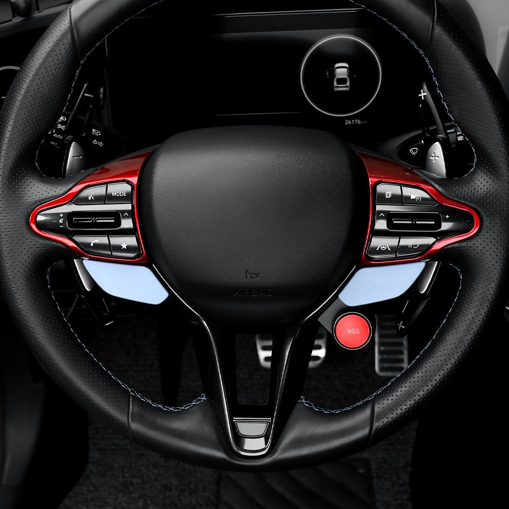 For Hyundai Veloster JS N 2019-2026 I30 N /CN7 N 2026 2026 Car Steering Wheel Button Frame Chin Decoration Cover Trim