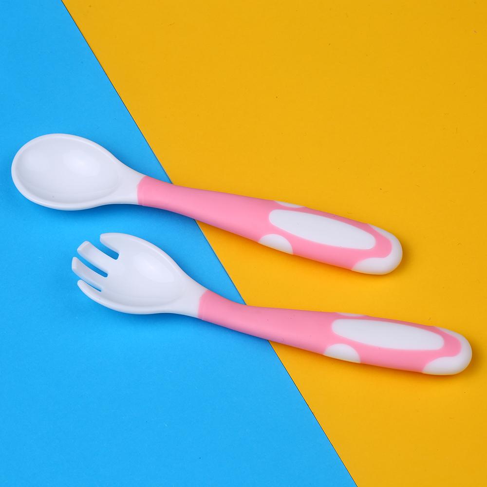 Baby Spoon and Fork Set Travel Case Bendable & Non-Slip Handle Baby Training Spoon with Storage Box Portable Baby Tableware for Babies Infants Toddler