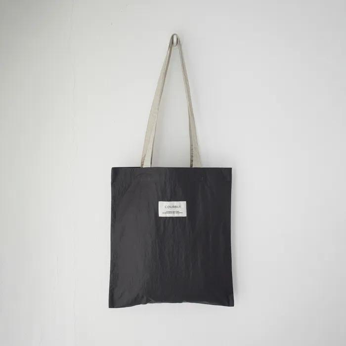 Nylon square bag (Small Charcoal / Large Light beige) Shoulder bag Eco bag Big bag Mini bag