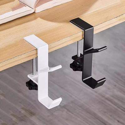1pc Adjustable Desk Edge Hook Portable Schoolbag Hanger Punch-free Desk Umbrella Headset Hanging Hook Home Office Organizer