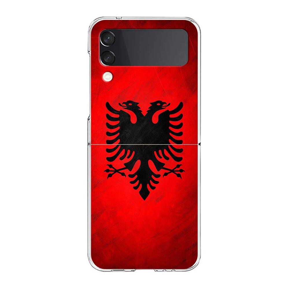 Etui na telefon Samsung Galaxy Z Flip 3 4 5 Przezroczyste składane Twarda PC powłoka Dla Galaxy Z Flip 3 5 Przezroczyste etui flaga Albanii