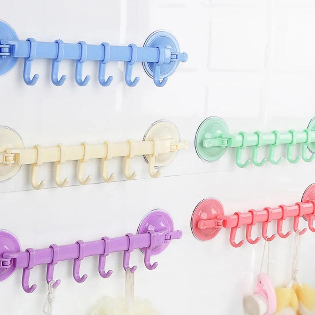 Practical Adjustable Wall Hanging Stand Hook Kitchen Bathroom Suction Cup Hanger Vacuum Suction Rack(Random Color)
