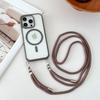 Crossboby Lanyard Plating Clear Phone Case For iPhone 16Plus 15 14 13Pro Max For Magsafe Magnetic Necklace Cord Rope Strap Cover