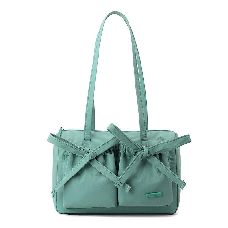 

Нишевая женская милая балетная сумка-тоут с бантом, повседневная сумка через плечо бирюзовый зеленый