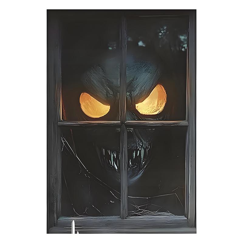1Pcs Halloween Window Silhouette Decora Halloween Boy Girl Scary Banner Blood Ghost Window Cover Horror Theme Window Poster 2025