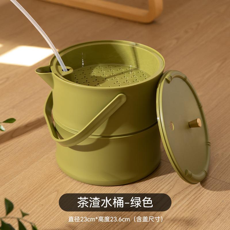 

Бытовой поднос для чая Ведро для сточных вод Сливная труба Чайный сервиз Мусорное ведро для кунг-фу Ведро для чая Сливное ведро Аксессуары 23x23x23cm зелёный