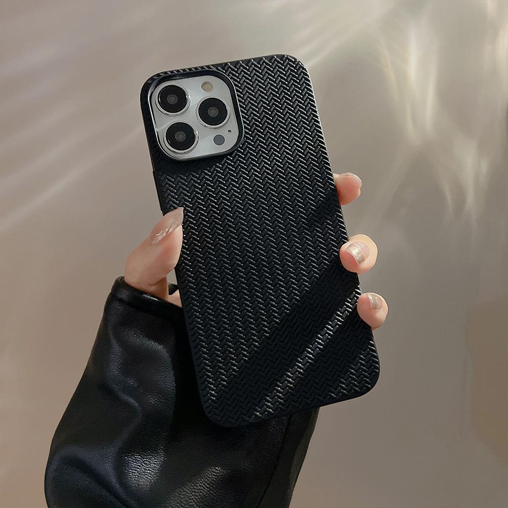 For iPhone 15 Pro Max TPU Case Woven Texture Shockproof Phone Cover