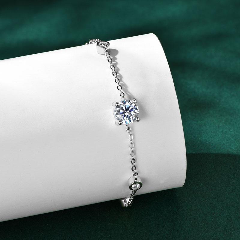 Moissanite Diamond Bracelet for Women Silver Adjustable Chain Bracelet Trend Jewelry Gift