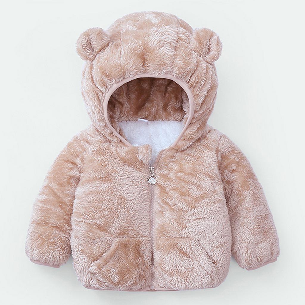 Infant And Toddler Bear Ears Cute Jacket Solid Color Hoodie Jacket Kids Sweater