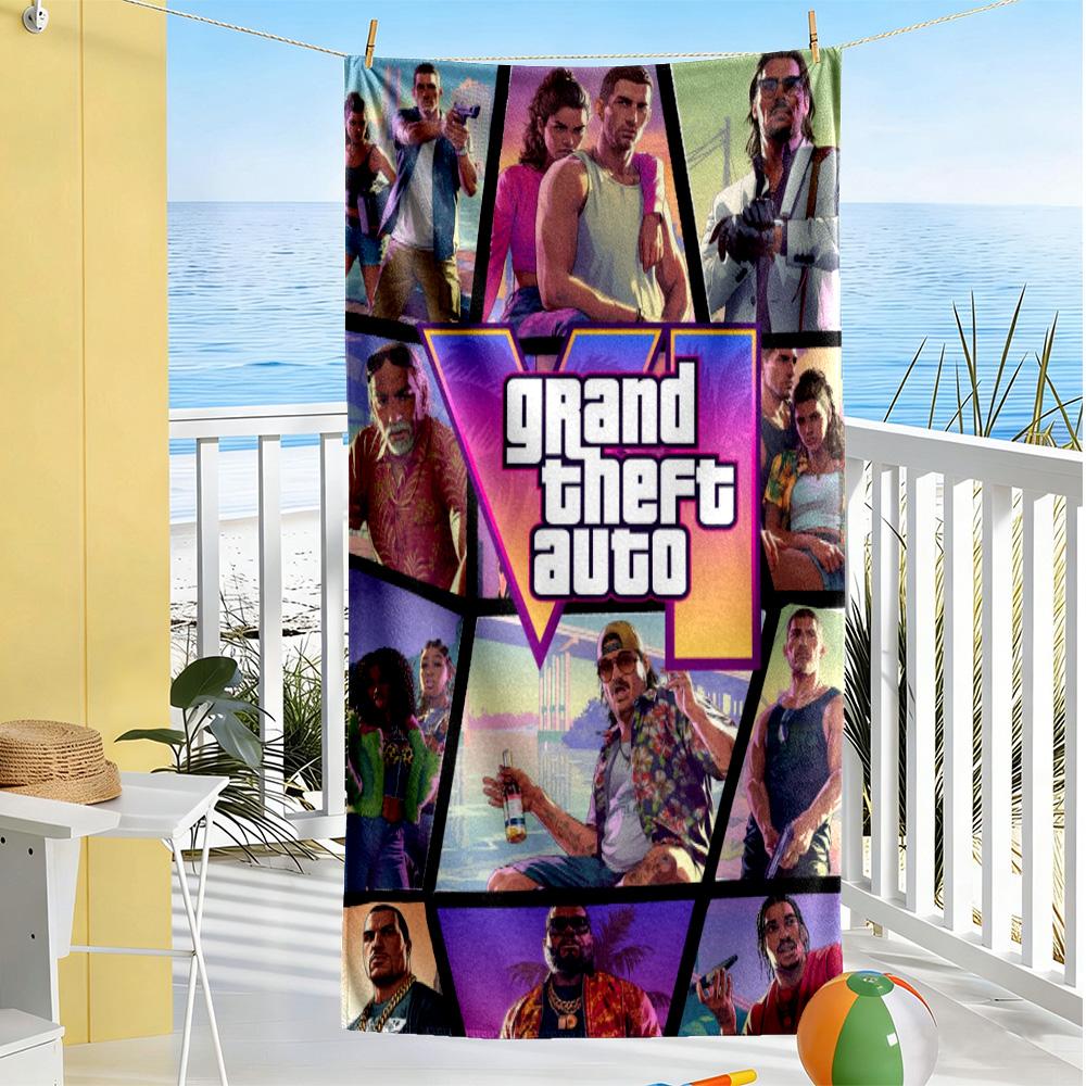 Grand Theft Auto Beach Towel Soft Durable Quick-Dry Comfortable Lightweight Suitable for Swimming Gym Camping Yoga Vacation