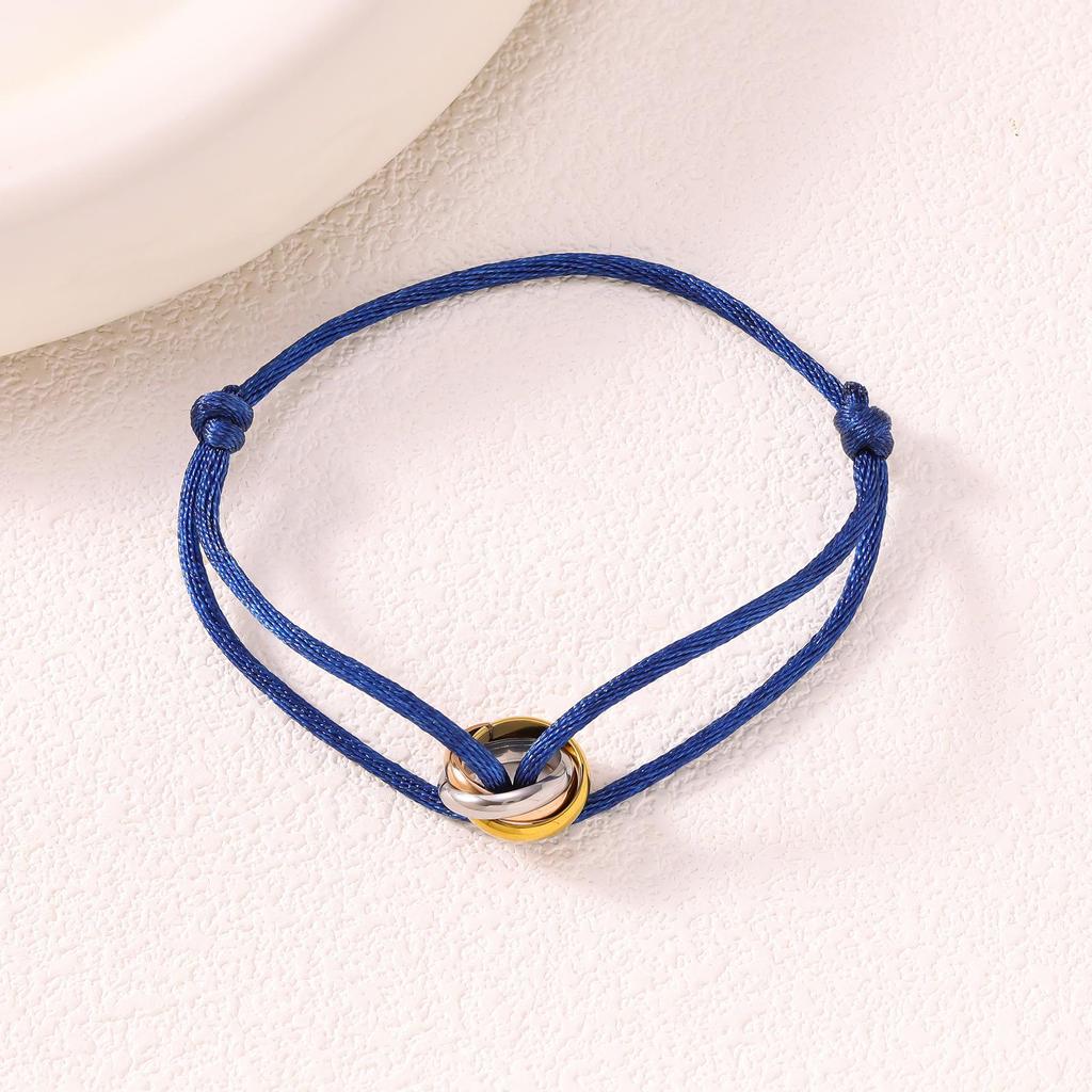 Minimalistisches Verstellbares Drei-Ring-Webarmband - Trendiger Hochwertiger Paarschmuck