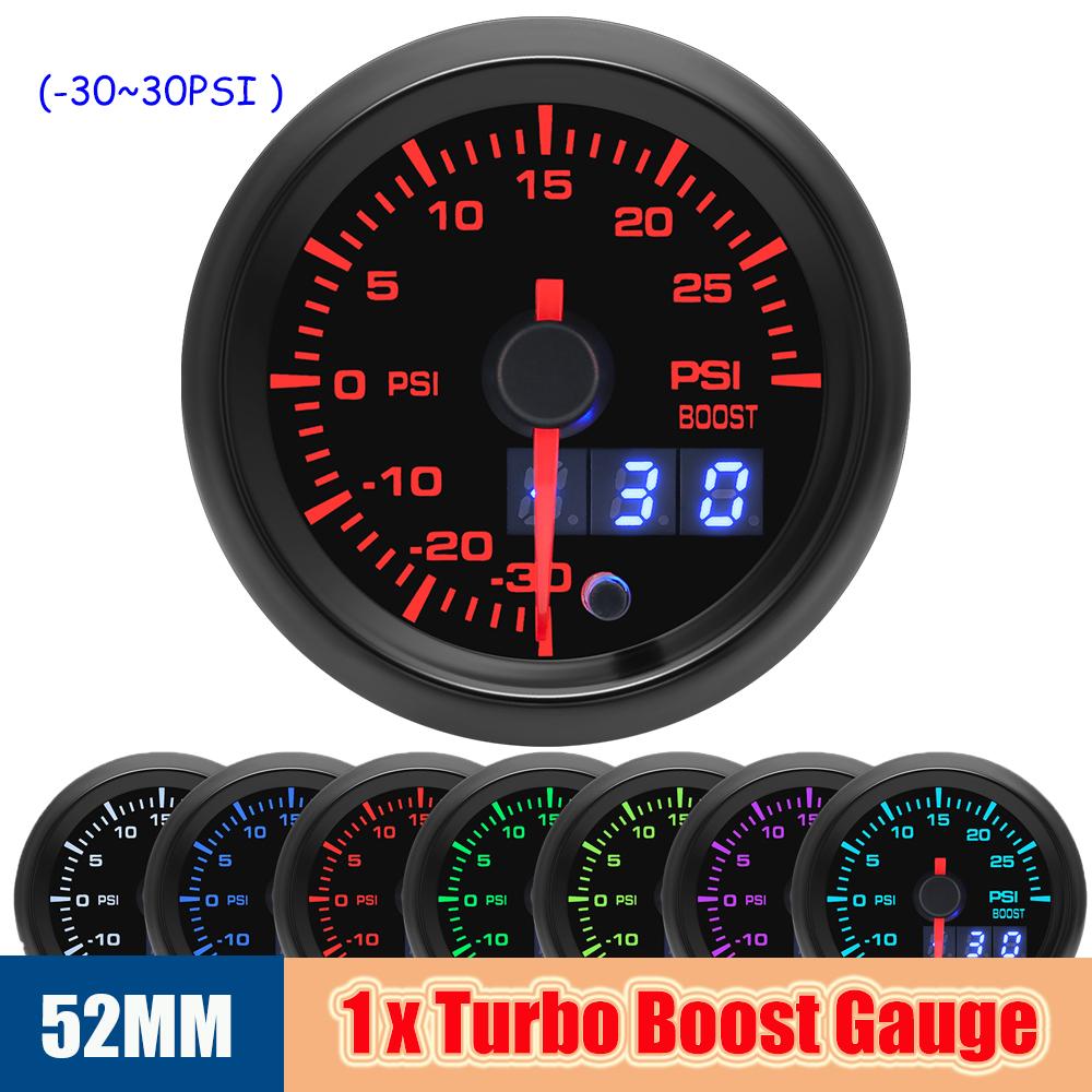 Contor de mașină cu LED de 52 mm pentru temperatura apei / temperatura uleiului / voltmetru / vid / indicator de creștere / tahometru / presa de ulei PSI cu senzor pentru 12 V