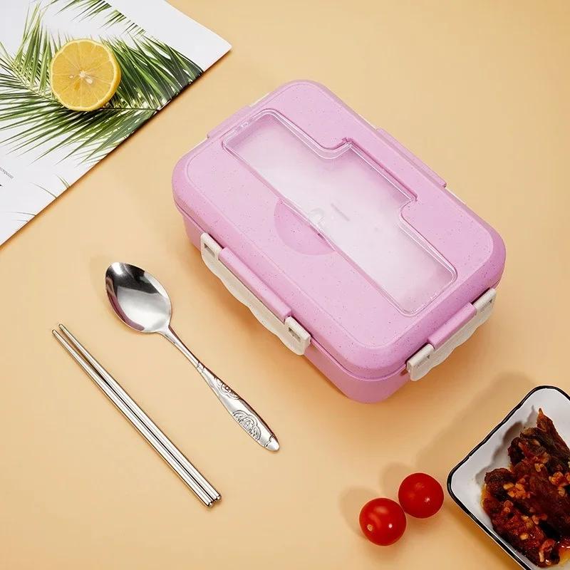 Portable Plastic Lunch Box for Kids School Outdoor Picnic Travel Food Container 3compartment Microwave Heating Bento Boxes