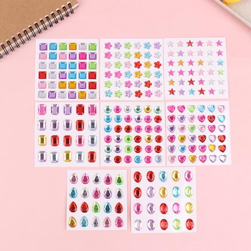 3D Gem Acrylic Crystal Stickers Diy Phone Album Decoration Self Adhesive Jewel Crafts Sparkly Rhinestone Stickers Girls Gifts