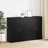 Wall Cabinet Set 2 Pcs Black Oak Effect 69.5 X 34 X 90 Cm