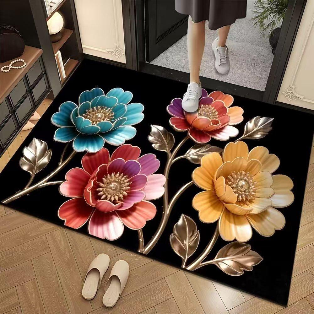 Floral Floor Mats Bathroom and Toilet Absorbent Anti Slip Floor Mats Entrance Door Mats Entrance Door Mats