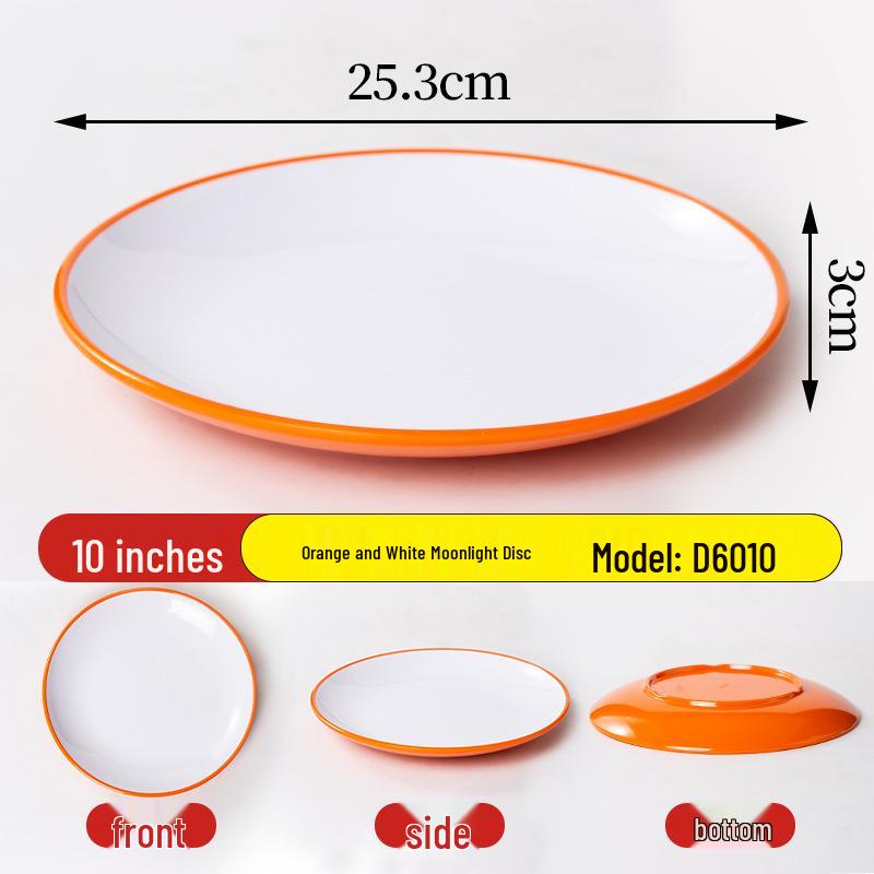 Two-color Round Melamine Stir-fry Plates & Rice Bowls for Hotel Buffet Restaurants
